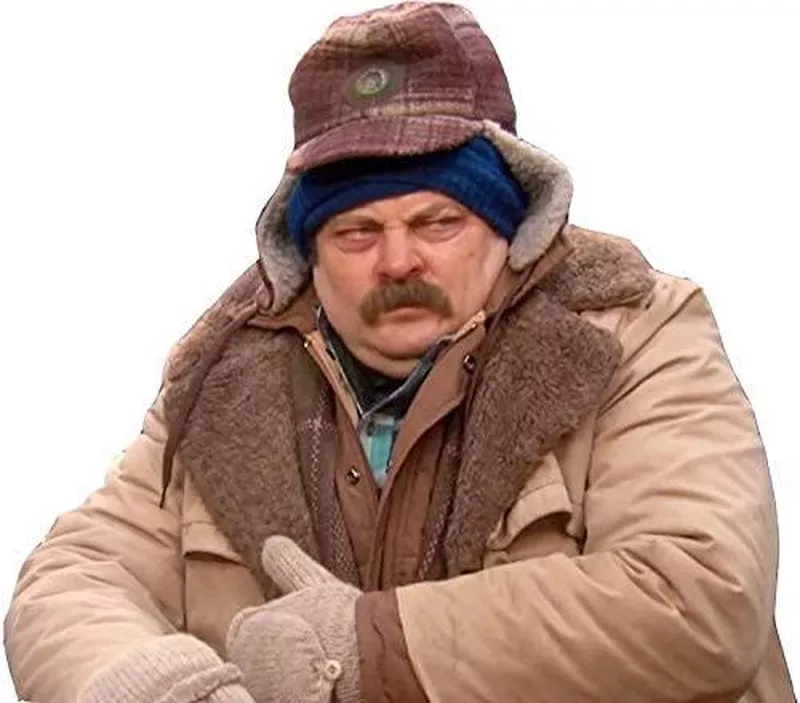 Ron Swanson looking grumpy