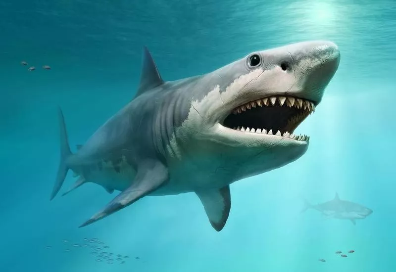 Rendering of a megalodon shark