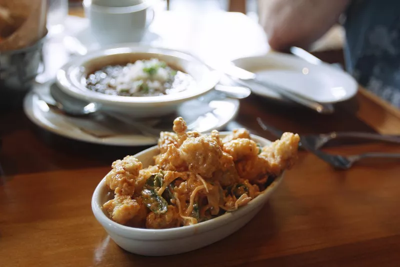 Fried alligator with chili garlic mayonnaise