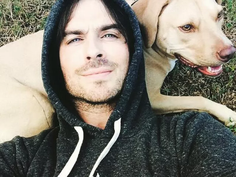 Ian Somerhalder and dog