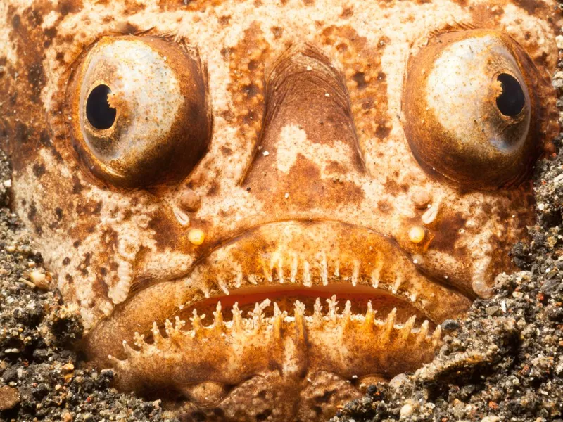 Whitemargin Stargazer buried in Black Sand