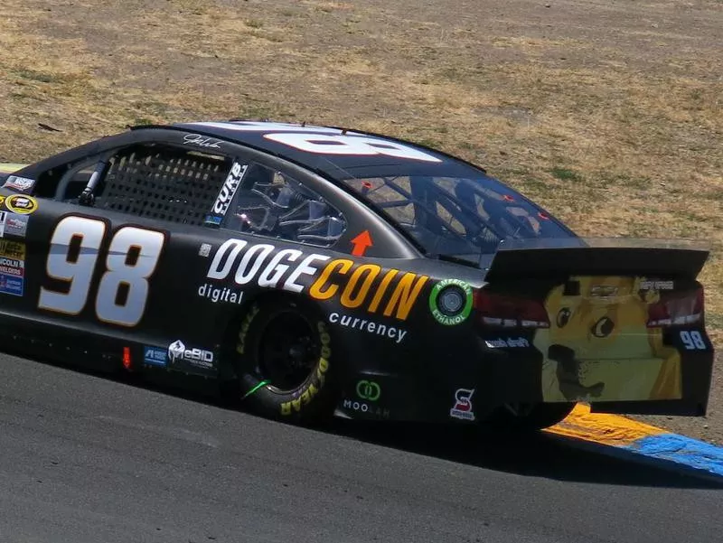 Josh Wise's dogecoin-sponsored Chevrolet in 2014